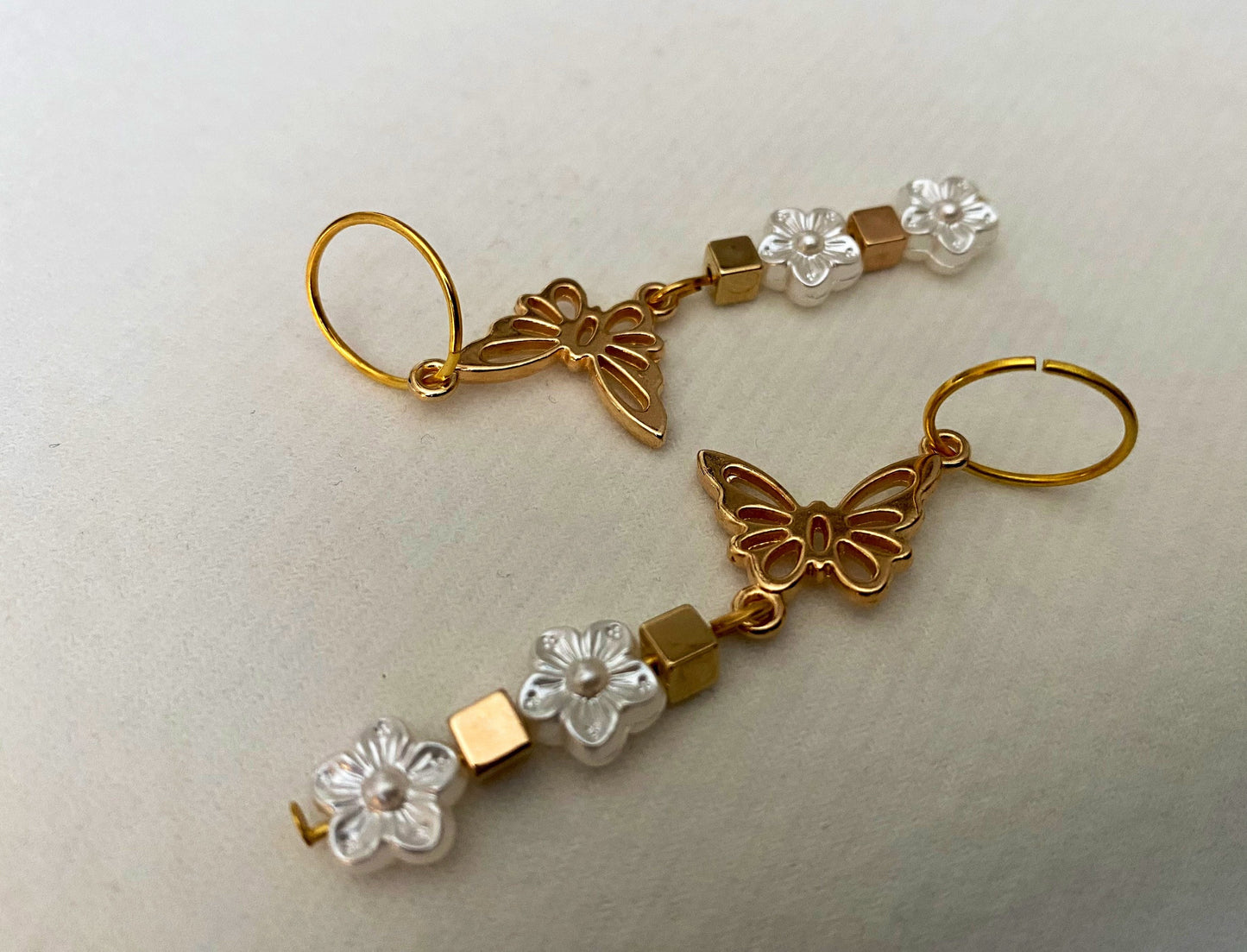 Butterfly Loc Charms | Wedding Hair Jewelry| Natural Hair Jewelry | Boho Locs | Flower Loc Rings | Faux Locs | Bride Braid Rings| Set of 2