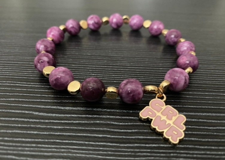 Girl Power Bracelet| Feminist| Womens Rights| GRL PWR Charm| Punk Bead Stretch Bracelet | Gift for Her | LGBTQ | Ally Jewelry| With Her