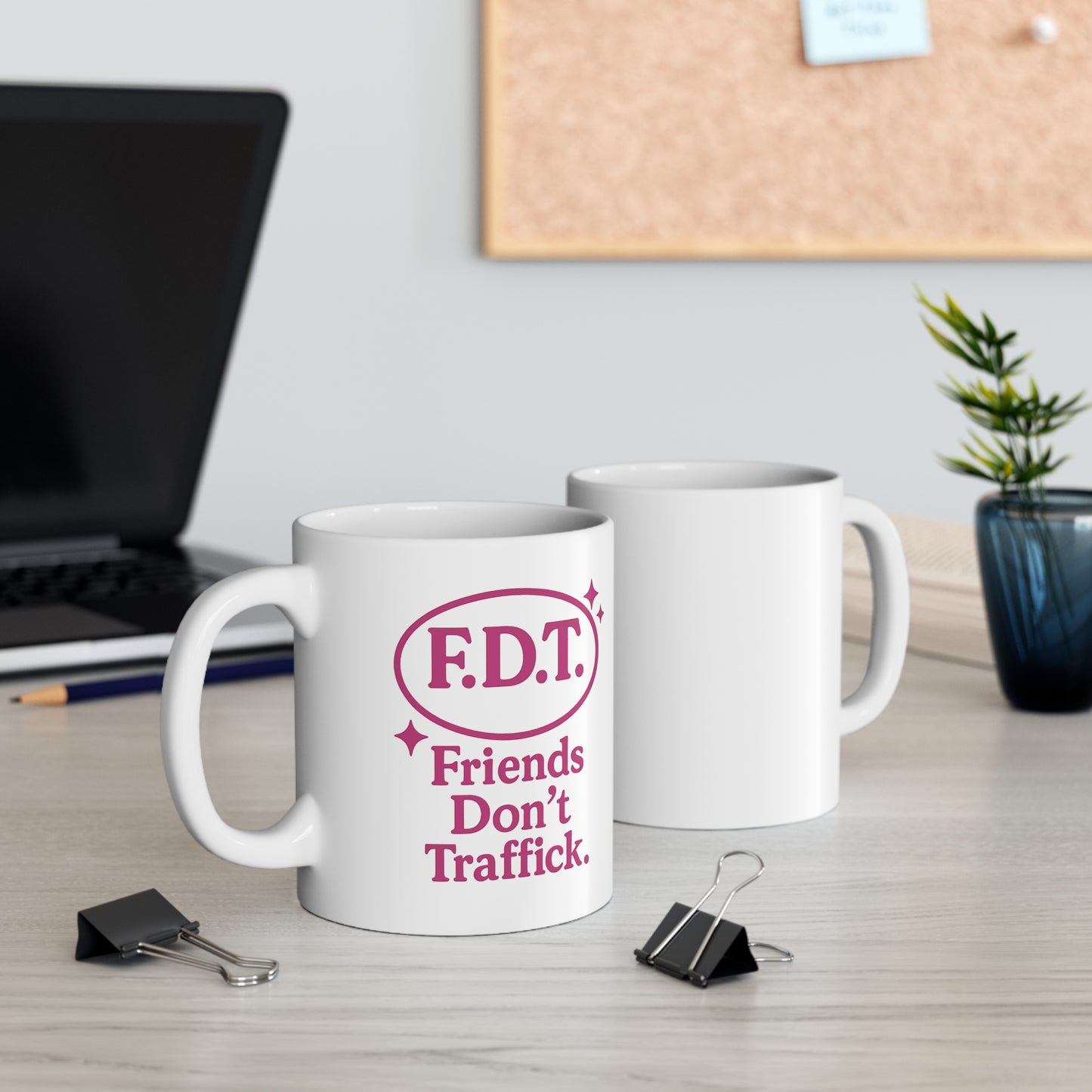 FDT Mug – Friends Don’t Traffick, Anti-Trafficking Awareness Coffee Cup, Political Statement Activist Gift, Anti-Epstein Mug